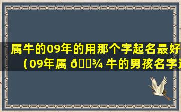 属牛的09年的用那个字起名最好（09年属 🌾 牛的男孩名字适合用什么字）